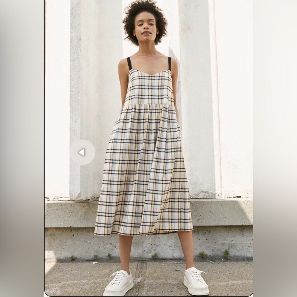 Eve Gravel Plaid Midi Dress